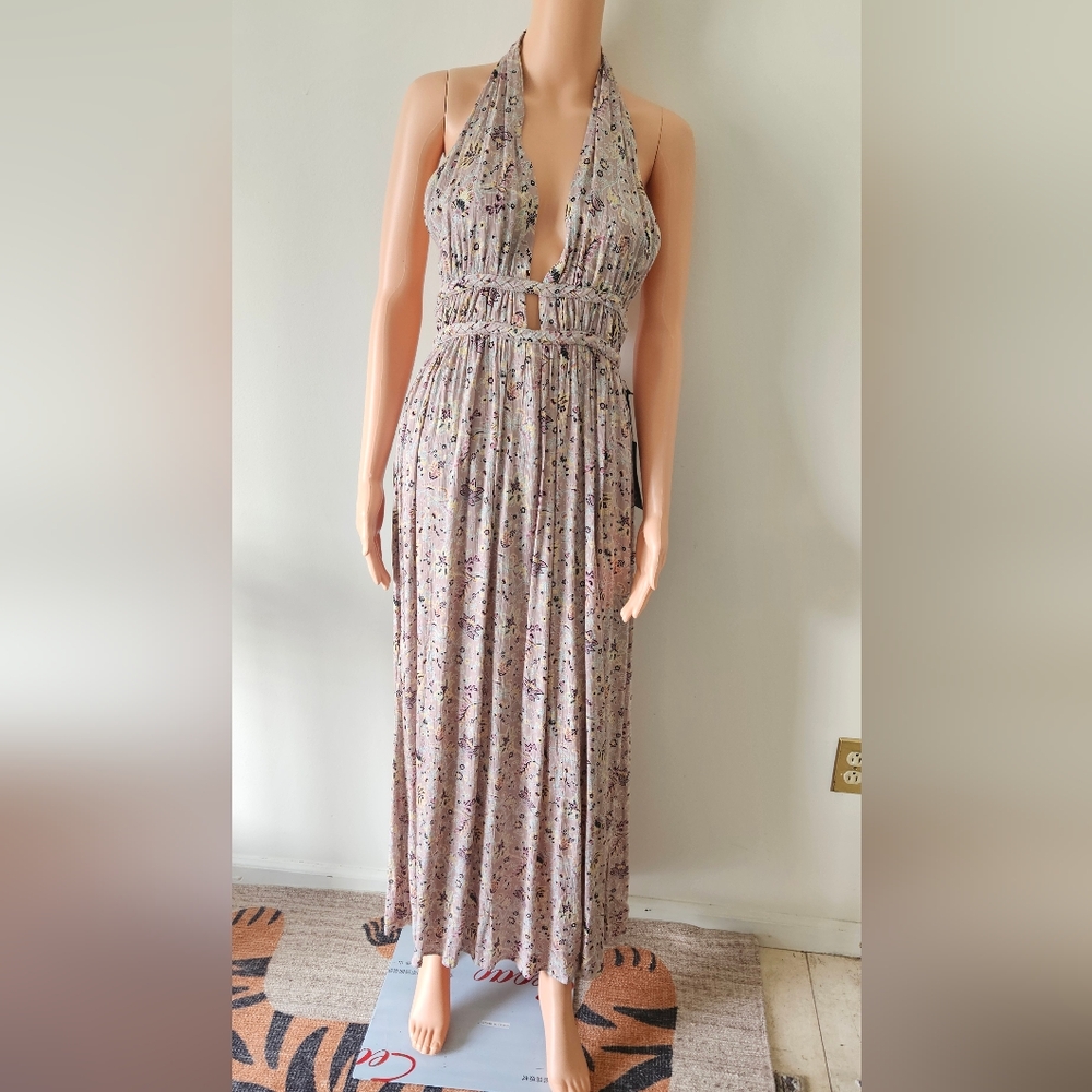 NWT Lulu's purple floral halter maxi dress